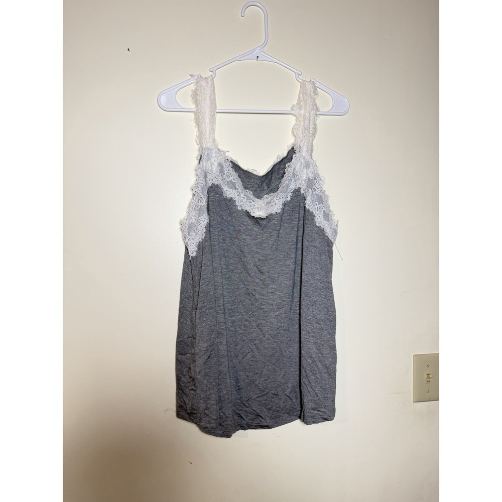Torrid Supersoft Lace Strap Tank Top 0 L 12 Grey Beachy Boho Cottagecore